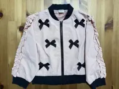 Pupil House リボン付き ナイロンジャケット　ピンク