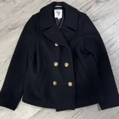 ブラック ダブルブレスト ピーコート 金ボタン Sサイズ