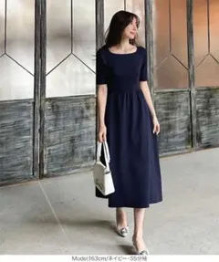 岡部あゆみさんコラボ　スクエアボートネックニットワンピース　Sサイズ