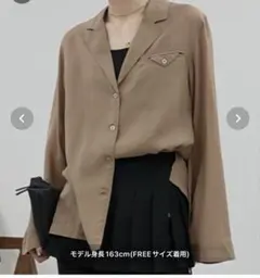 STYLEMIXER テーラーカラーオープンシャツ ライトブラウン