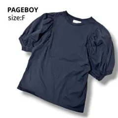 PAGEBOY パフスリーブ半袖トップス ボリューム袖 ブラック F コットン