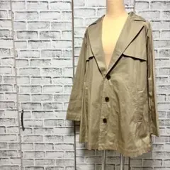 Lelda トレンチコート ミドル丈 ベージュ ビッグシルエット バックベルト