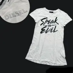DIESEL ロゴ プリント Tシャツ ホワイト シルバー ブラック y2k 白