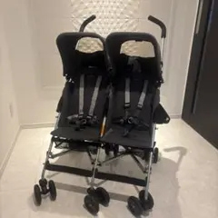 美品✨MACLAREN ダブルベビーカー ブラック　双子ベビーカー　折りたたみ 良品】MACLAREN ダブルベビーカー ブラック 双子ベビーカー 折りたたみ