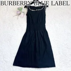 美品♡バーバリーブルーレーベル ティアードチュニックワンピース ホース刺繍 黒M 美品♡バーバリーブルーレーベル ティアードチュニックワンピース