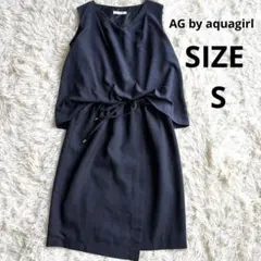 【AG by aquagirl】ドレープ ノースリーブ ワンピース ネイビー Sのサムネイル