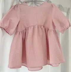 バックリボンペプラムトップス [C6339] 神戸レタス ピンク 5分袖