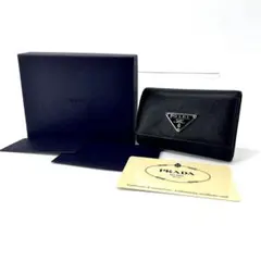 美品✨PRADA サフィアーノ 三つ折り 6連キーケース 三角ロゴ ギャランティ