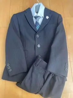 110サイズ ダークグレー ストライプ スーツジャケット4点セット