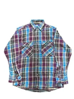 90s古着 NorthCrest チェックネルシャツ パープル×ブルー M