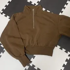 【GU】ヘビーウェイト スウェットショートハーフジッププルオーバー Lサイズ