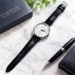 Macintosh Philosophy wristwatch 10 ATM water resistant black leather strap operation unconfirmed