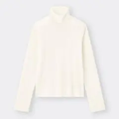 【美品】GU 白 リブハイネックT