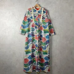 60s 70s USA製 古着 キルティングワンピース 花柄 vintage