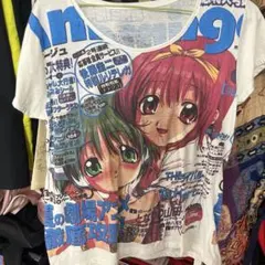 y2k グランジ　アニメキャラクター プリント Tシャツ オーバーサイズ