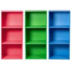【新品】カラーボックス3段　３個セット（コーラルレッド/グリーン/ブルー）