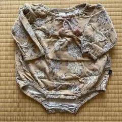 花柄ロンパース コーデュロイ ベージュ 長袖