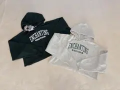 【送料無料 新品未使用アリ♡】フード付きクロップドパーカー2色セット