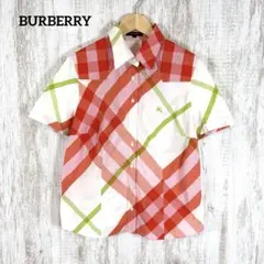 バーバリーロンドン メガチェック ホースロゴ刺繍 半袖 シャツ 大きいサイズ
