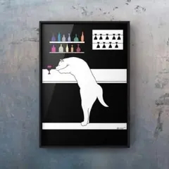 ★A4フレーム付き★オリジナル アートポスター DOG BAR 犬 インテリア