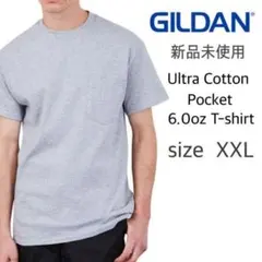 新品未使用 ギルダン ウルトラコットン 無地 ポケットTシャツ グレー 2XL
