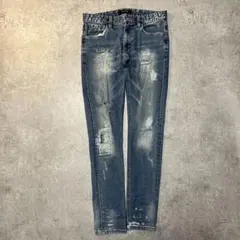 00's vintage DOUBLE ダメージ加工 スキニーデニム