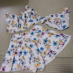 フラワープリント 水着 Mサイズ　3点セット