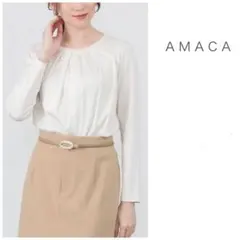 美品 AMACA 洗える セルロースコットン プルオーバーカットソー 38のサムネイル