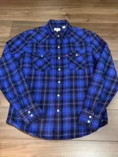 Levi's 青系チェック柄 ネルシャツ Mサイズ