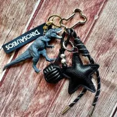 じゃらじゃらキーホルダー ティラノサウルス バッグチャーム キーリング シリコン