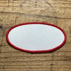 楕円形ワッペン 白 赤 縁取り 約10.3cm x 5.3cmのサムネイル