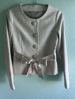 ツイード上下 ノーカラージャケット スカート スーツ