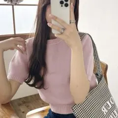 半袖 クルーネック ニット cu216