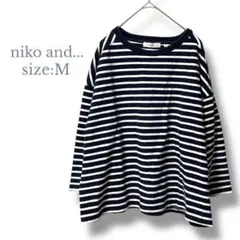 【ニコアンド】Mサイズ　七分袖カットソー　カジュアル　ゆったり　ボーダー
