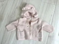 GAP フード付きピンクニットカーディガン