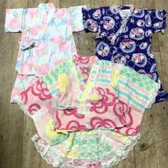 女の子用　甚平2着&浴衣ドレス　３着セットまとめ売り　90㎝95㎝