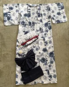 花柄浴衣・帯・髪飾りセット