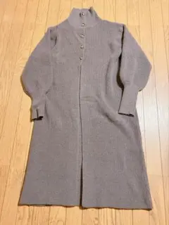 2/15まで価格ロングタートルネックニットカーディガンモカ