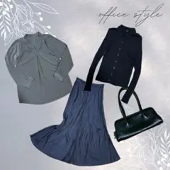 ZARAコーディネートセット(green/black)きれいめ サテンスカート