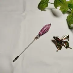 スカーフピン ストールピン ピン留め ガラス玉 ブローチ 蝶 金 2点セット