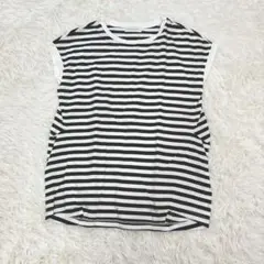 イネド 9号 カットソー Tシャツ ボーダー 白 黒 通勤 オフィス コットン