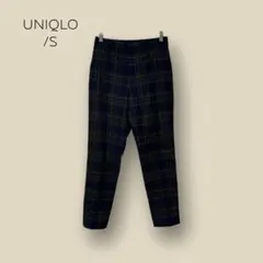 1433 【UNIQLO】　チェック　パンツ　グリーン系　ウエストゴム　S