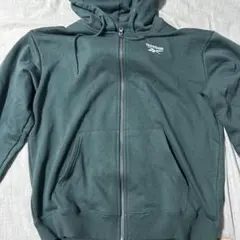 美品Reebok グリーン フルジップパーカー メンズ Mサイズ