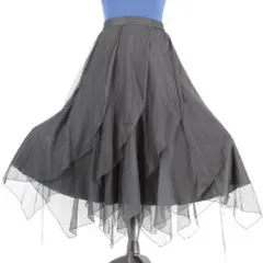 【美品 日本製社交ダンス衣装】スカート SEKINE 黒 上品 ワンカラー 清楚