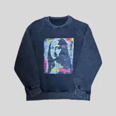 モナリザ アートプリント グラフィック スウェット トレーナー ブラック L