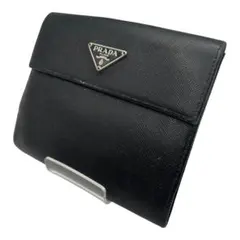 PRADA サフィアーノ 三角ロゴ プレート 二つ折り財布 財布 ブラック