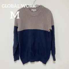 美品✨GLOBAL WORK 【M】グローバルワーク ニットベージュ ネイビー
