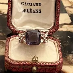 英国　イギリス　ヴィンテージ　アメジスト風　紫担当　推し活　指輪　リング　16号