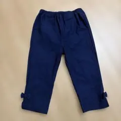 ネイビー 7部丈パンツ 裾リボン　むーのんのん
