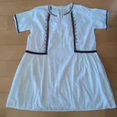 CUBE SUGAR 刺繍入りチュニック ホワイト 半袖のサムネイル